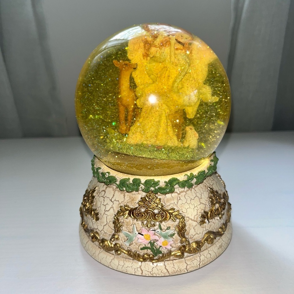 Vintage Angel Deer Rabbit Snowglobe Waltz of the Flowers Tune